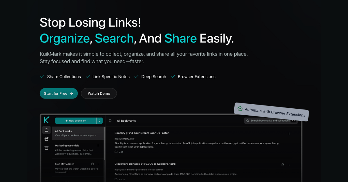 Organize, Search, And Share Easily with Kuikmark